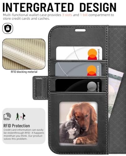OCASE for iPhone 17e/iPhone 16e Wallet Case, Card Holder, Retro Graphite | RFID Blocking, Kickstand, Magnetic Closure, PU Leather Flip Folio, Shockproof TPU Shell, Protective Phone Cover (6.1") - color: Retro Graphite