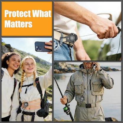 Oaridey Magnetic Anti Theft Phone Strap, Retractable Steel Cell Phone Lanyard with Heavy Duty Carabiner and 360° Metal Phone Tether Tab For Skiing, Hiking, Fishing, Concert and Traveling, 2 Packs - color: 2 Packs