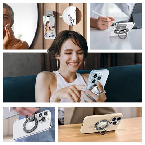 Syncwire Magnetic Phone Grip for MagSafe,Sparkle Ring Holder,Black Diamond - color: Black Diamond