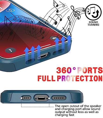 Diverbox for iPhone 14 Case [Shockproof] [Dropproof] [Tempered Glass Screen + Camera Lens Protector],Heavy Duty Protection Phone Case for Apple iPhone 14 (Blue-2in1) - color: BLUE-2in1
