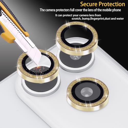 Camera Lens Protector for iPhone 17 Pro/17 Pro Max, Glitter Gold - color: Glitter Gold