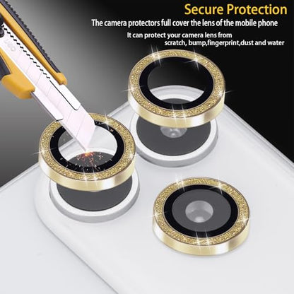 Camera Lens Protector for iPhone 17 Pro/17 Pro Max, Glitter Gold - color: Glitter Gold