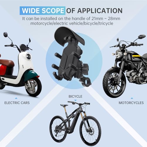 Motorcycle Phone Mount, Motorcycle Phone Holder with Vibration Dampener High Speed Secure Lock Anti Shake for ATV Bike 4.7 to 7.2in Smartphones