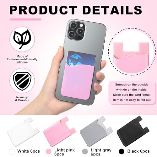 Frienda 24 Pcs Phone Card Holder Adhesive Silicone Wallet, Classic Color - color: Classic Colors