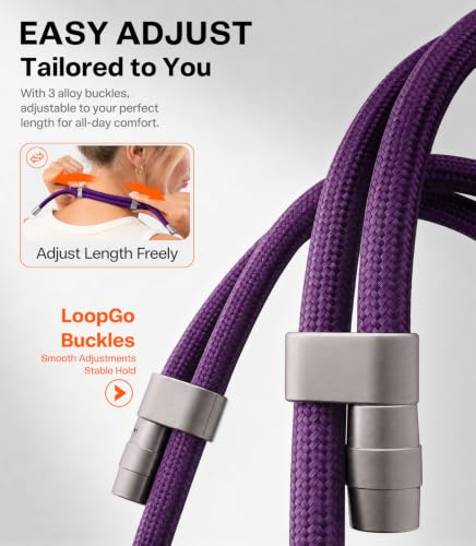 TORRAS Phone Lanyard Crossbody, Adjustable Neck Strap, Deep Purple - color: 10-deep Purple