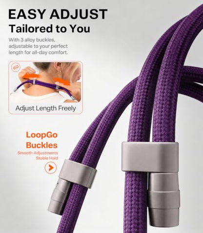 TORRAS Phone Lanyard Crossbody, Adjustable Neck Strap, Deep Purple - color: 10-deep Purple