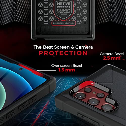 MOTIVE Heavy Duty Case for Samsung Galaxy s22 Ultra, Belt Clip | 6.7" | Bunker Series, Military Grade Multi-Layer Protection, PC/TPU Build, Sealed Port Cover, 20 ft Drop tested - size: S22 Ultra