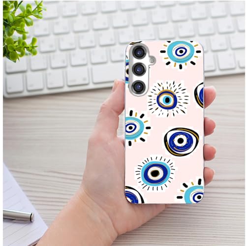 for Samsung Galaxy S24 FE Case for Girl Women Men, Full Protective Shockproof Slim Soft TPU Clear Phone Cover Cases with Design for Galaxy S24 FE,Cool Fun Fashion Blue Evil Eye - color: Blue Evil Eye