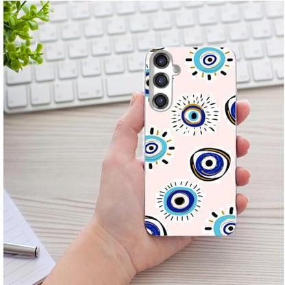 for Samsung Galaxy S24 FE Case for Girl Women Men, Full Protective Shockproof Slim Soft TPU Clear Phone Cover Cases with Design for Galaxy S24 FE,Cool Fun Fashion Blue Evil Eye - color: Blue Evil Eye