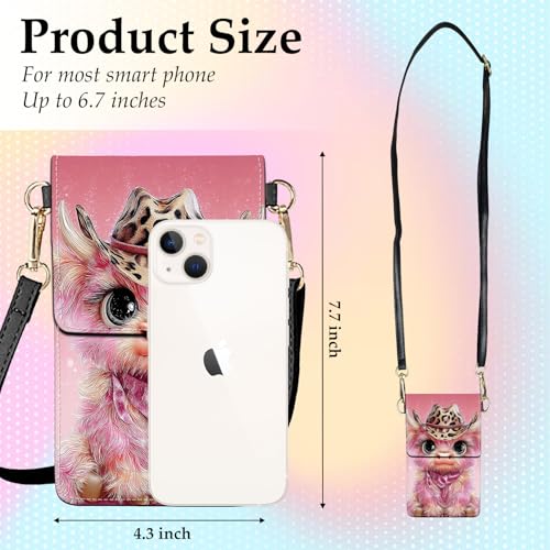 Small Crossbody Bags for Women Touchscreen Cell Phone Bag Cross Body Purses with adjustable Strap,Gifts For Teenage Girls - color: Pink Highland Cow