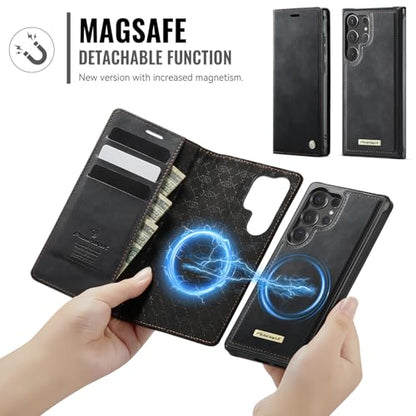 for Samsung Galaxy S26 Ultra 2in1 Detachable Wallet Case, Black | Compatible with Magsafe, Magnetic, RFID Blocking Card Holder, Shockproof, Kickstand, Wireless Charging, PU Leather Flip Cover - color: (Detachable 2 in 1)-Black, size: Galaxy S26 Ultra