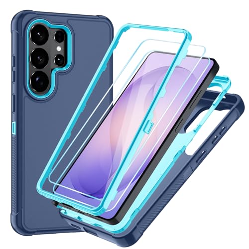 for Samsung Galaxy S26 Ultra Case with HD Screen Protector, 3-Layer Shockproof Military Grade Full Body Protection, Heavy Duty Hybrid Protective Phone Cover (Blue/Glacier Blue) - color: Blue/Glacier Blue