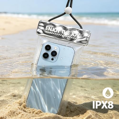 Waterproof Phone Pouch for iPhone 17 16 15 Pro Max IPX8 Silver-8.3 | Lightweight, Large Cellphone Dry Bag, IPX8 Rated, Beach Essential, Cruise Ship, 1 Pack, 8.3 inch - color: A4-Bright silver