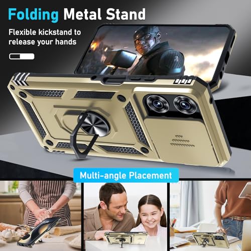 for Moto G Power 5G 2026/2025 Case Built in Slide Camera Cover Gold - color: Gold, size: Moto G Power 5G(2025)