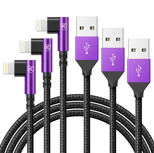 10ft iPhone Charger Cable, 90 Degree Charging Cable, [Apple MFi Certified] - color: Purple, size: 10FT, style: USB A to Lightning