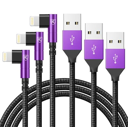 10ft iPhone Charger Cable, 90 Degree Charging Cable, [Apple MFi Certified] - color: Purple, size: 10FT, style: USB A to Lightning