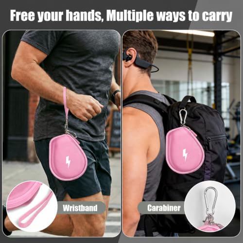 Casmilee Headphones Case Compatible with SHOKZ OpenRun Pro 2/1/Mini, OpenRun Standard/Mini, OpenMove, OpenSwim Pro, OpenSwim, Open-Ear Bone Conduction Sport Headphones, Travel Storage Only (Pink) - color: Pink
