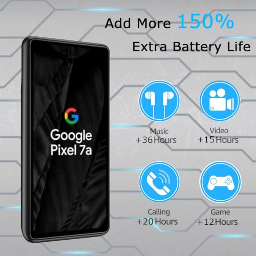 Battery Case for Pixel 7a, Upgraded 10000mAh Slim Rechargeable Portable Extended Battery Pack Supported Qi Wireless Charging Case Compatible with Pixel 7a (6.1 inch) Charging Case-Black - size: Pixel 7a