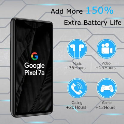 Battery Case for Pixel 7a, Upgraded 10000mAh Slim Rechargeable Portable Extended Battery Pack Supported Qi Wireless Charging Case Compatible with Pixel 7a (6.1 inch) Charging Case-Black - size: Pixel 7a