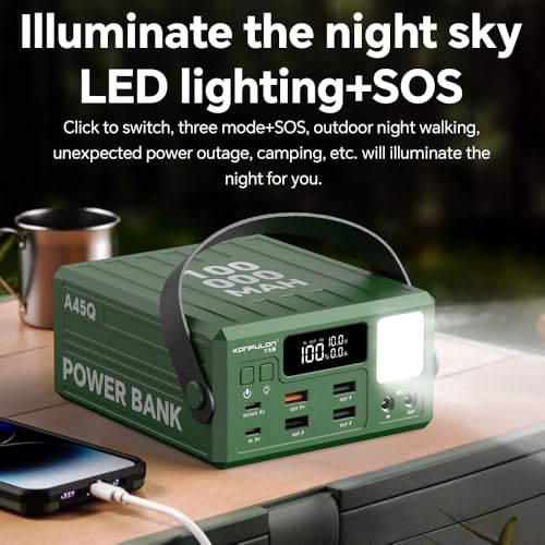 High Capacity Power Bank 100000mAh Fast Charging 22.5W PD 20W Portable USB C Battery Packs with 7 Outputs & LCD Display Battery Bank for iPhone, Samsung, iPad ,Macbook & Outdoors Camping (GREEN) - color: GREEN