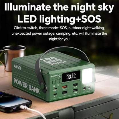 High Capacity Power Bank 100000mAh Fast Charging 22.5W PD 20W Portable USB C Battery Packs with 7 Outputs & LCD Display Battery Bank for iPhone, Samsung, iPad ,Macbook & Outdoors Camping (GREEN) - color: GREEN