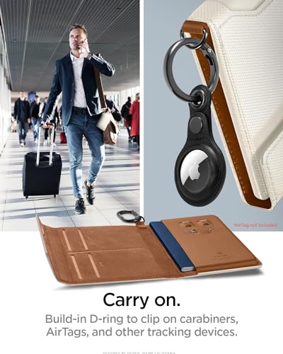 Spigen Life Passport Card Cover Holder, RFID Blocking | Travel Document Organizer, SIM Card Pin Included - Black - color: Dune Beige