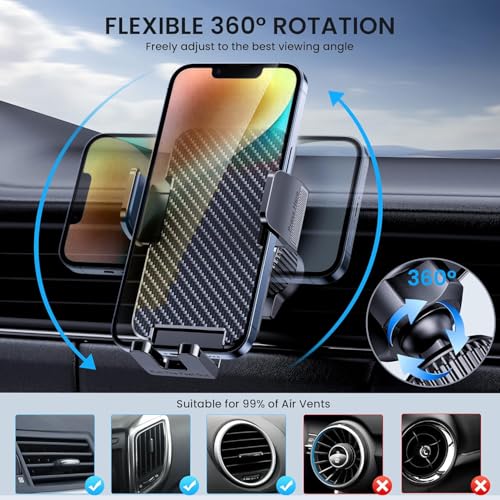 Car Phone Holder for Your Car [Thick Case Friendly] Automobile Accessories Air Vent 360 Degree Rotation [Super Stable] Dashboard Cell Phone Holder Fit for iPhone Android Smartphone - size: Small