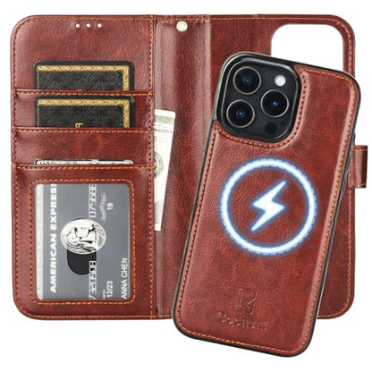 Bocasal for MagSafe Wallet Case Card Holder for iPhone 16 Pro Max Brown - color: Brown for MagSafe