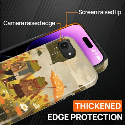 Magnetic for iPhone 16e Case,[Compatible with Magsafe] Dual Layer Protective Heavy Duty Shockproof Rugged Drop Protection Bumper Hybrid Case - Rain Frog and Toad - color: Rain Frog and Toad, size: iPhone 16e