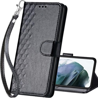 for Samsung Galaxy S22 Wallet case, Black-Cube | 3 Card Holders, Kickstand, Shockproof TPU Shell, PU Leather, Magnetic Closure, Protective Flip Folio Cover, Women - color: 4