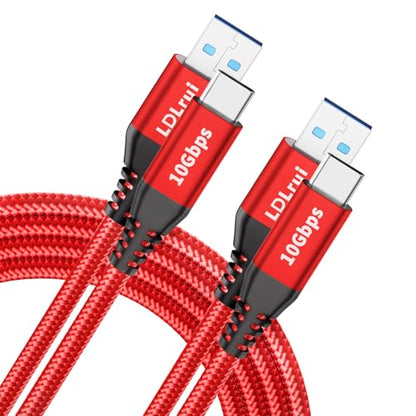 LDLrui USB C Data Cable 10Gbps, 6ft, 2-Pack, Red, Braided - size: 6ft