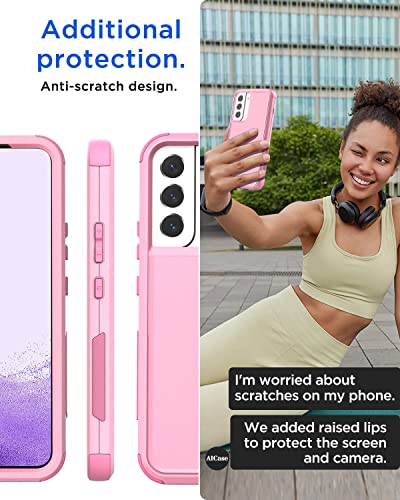 AICase for Galaxy S22 Case,Heavy Duty Rugged Pocket-Friendly Phone Case,Durable Military Grade Protection Shockproof/Drop Proof/Dust-Proof Protective Cover for Samsung Galaxy S22 6.1“ (Pink) - color: pink Case
