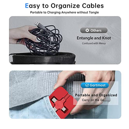2 Pack 3 in 1 Charging Cable Retractable, USB Multi Charging cables - color: Blue+Red