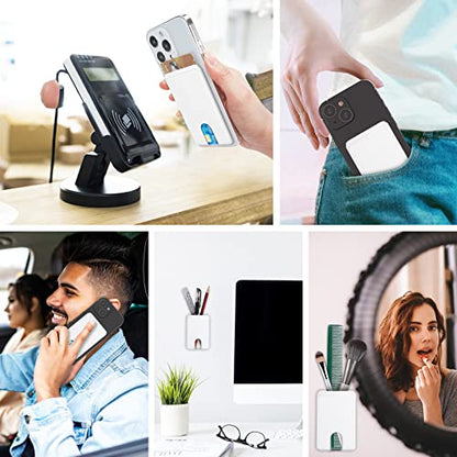 SHANSHUI Phone Card Holder, Silicone Ultra Slim Wallet Stick on Credit Card Holder for Cell Phone Compatible for iPhone, Android & Most Smartphones 3Pack White - color: White x3