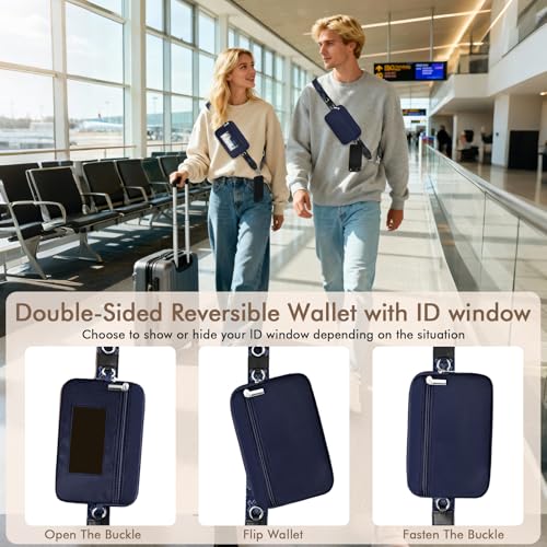 AULEEP Clip and Go Strap with Wallet, Phone Strap Crossbody, Phone Lanyard - color: Black