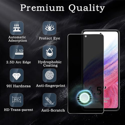 [2+2 Pack] Privacy Screen Protector for Samsung Galaxy A51/A52/A53 5G, Anti-Spy Shatterproof Tempered Glass with Camera Lens Tempered Glass 9H Hardness Bubble Free Anti-Glare Case Friendly