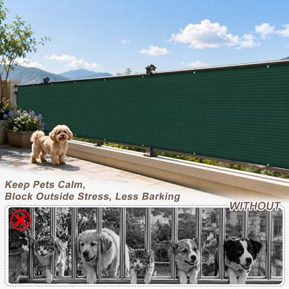 SUNNY GUARD 3' x 10' Balcony Privacy Screen, HDPE Patio Railing Cover Fence - color: Dark Green, size: 0 3' x 1 0'