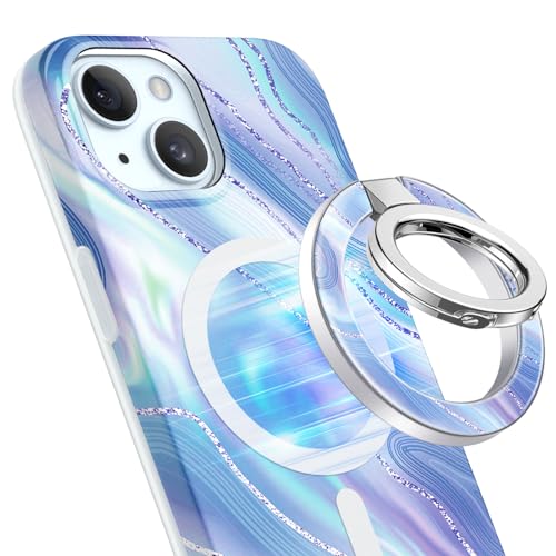 GVIEWIN Magnetic Phone Ring Holder, Compatible with MagSafe Phone Grip - color: Aurora/Azure Blue