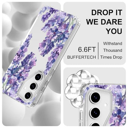 MOSNOVO Case for Samsung Galaxy S24 FE, [Buffertech 6.6ft Military-Grade Drop Protection] [Anti Peel Off Tech] Clear TPU Bumper Phone Case Cover Design - Lavender - color: Clear - Lavender, size: Samsung Galaxy S24 FE