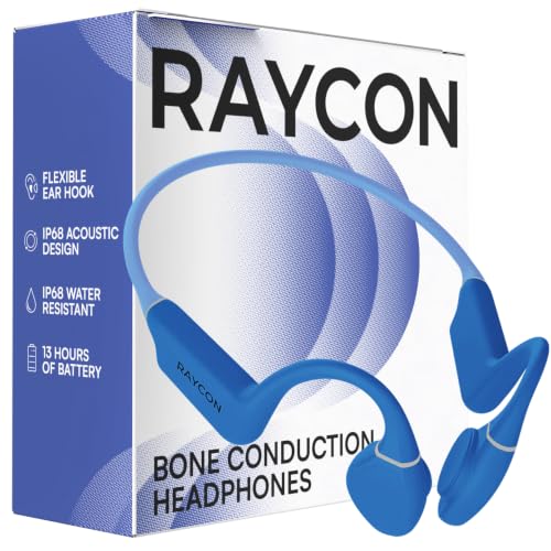 Raycon Bone Conduction Headphones - Open Ear Running Headphones & Bluetooth Earbuds, Sweat & Water-Resistant with Mic - color: Blue