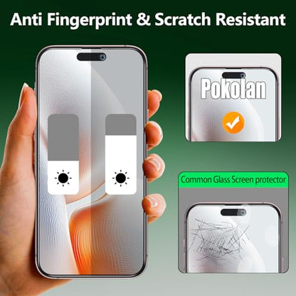 Pokolan 3 Pack Privacy Screen Protector for iPhone 16 Tempered Glass - size: iPhone 16