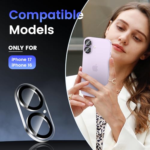 Tensea 3Pcs for iPhone 17/iPhone 16 Camera Lens Protector - size: for iPhone 17/ iPhone 16