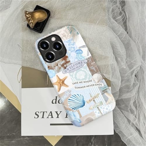 Case Compatible with iPhone 14 Pro, Cute Dual Layer Hybrid Phone Cover, Military Grade Drop Protection, Aesthetic Shockproof Phone Case for Women Girls, Boho Beach Summer Collage - color: Boho Beach Summer Collage, size: Iphone 14 Pro