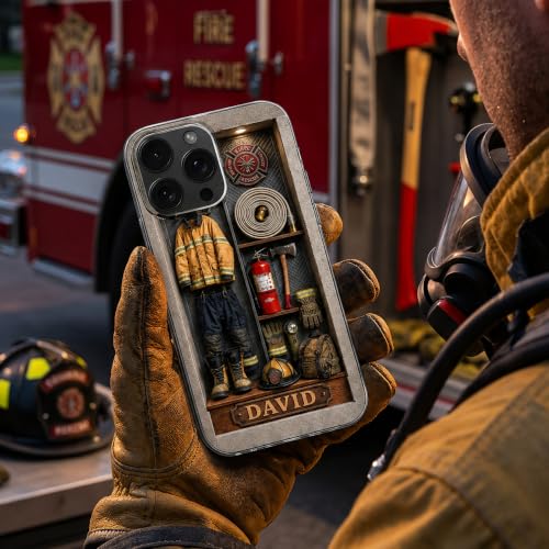 Courage Fire Honor Rescue, Personalized Clear Phone Case, Gift for Him Custom Cell Cover Protective Shell Shockproof Crystal Cover Firefighter Hero Accessory Smartphone Guard Present