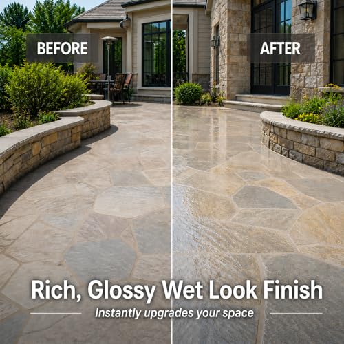 Wet Look Stone & Concrete Sealer, High Gloss for Pavers & Patios, 4oz Trial - style: Trial Size (4oz)