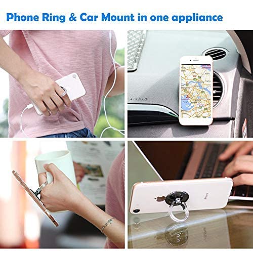 AirFly Phone Finger Ring Holder, 4 in 1, Universal Metal Phone Ring, Table Stand Kickstand, Car Vent Mount, Finger Grip Compatible All Smartphones (Rose)