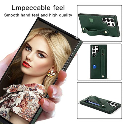 CCSmall Crossbody Case for Samsung Galaxy S23 Ultra w Card Holder KB Green - color: Green, size: Galaxy S23 Ultra