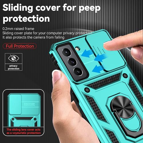 for Samsung Galaxy S20 FE 5G Case with Camera Lens Cover HD Screen Protector, Military-Grade Drop Tested Magnetic Ring Holder Kickstand Protective Phone Case for Samsung Galaxy S20 FE 5G (Mint) - color: Mint with camera cover Military-Grade 2nd gen