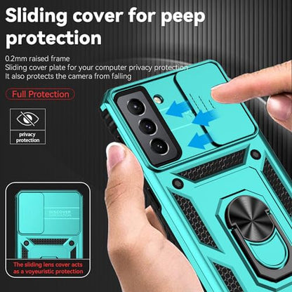 for Samsung Galaxy S20 FE 5G Case with Camera Lens Cover HD Screen Protector, Military-Grade Drop Tested Magnetic Ring Holder Kickstand Protective Phone Case for Samsung Galaxy S20 FE 5G (Mint) - color: Mint with camera cover Military-Grade 2nd gen