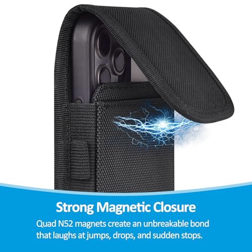 Cell Phone Holster with Card Holder Pouch Belt Clip Men for iPhone 17 Air 16 15 14 13 12 11 Pro Max Plus Samsung Galaxy S25 S24 S23 S22 Plus FE, L-Black - color: Black, size: L